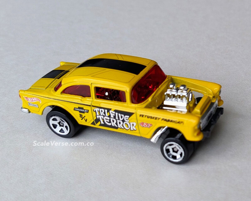 Terror-Amarillo-55-Chevy-Bel-Air-Gasser-hot-Wheels-ScaleVerse-Abierto