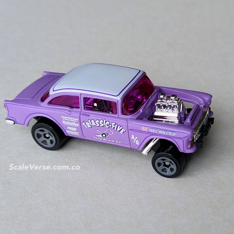Triassic-Morada-55-Chevy-Bel-Air-Gasser-hot-Wheels-ScaleVerse-Abierto
