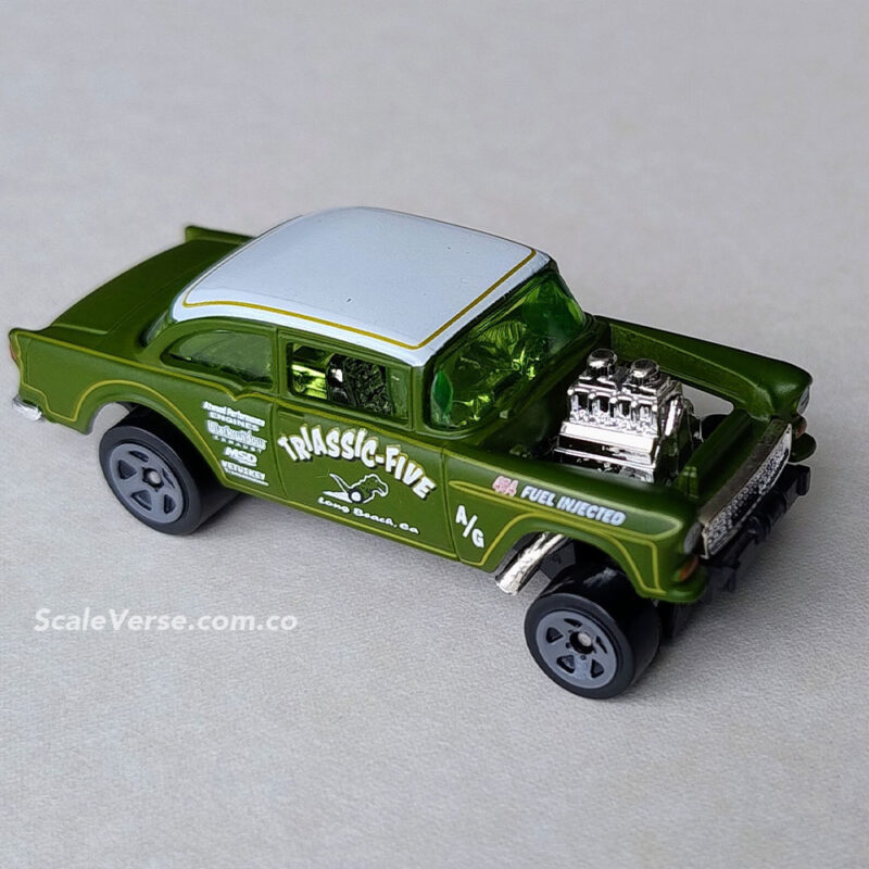 Triassic-Verde-55-Chevy-Bel-Air-Gasser-hot-Wheels-ScaleVerse-Abierto