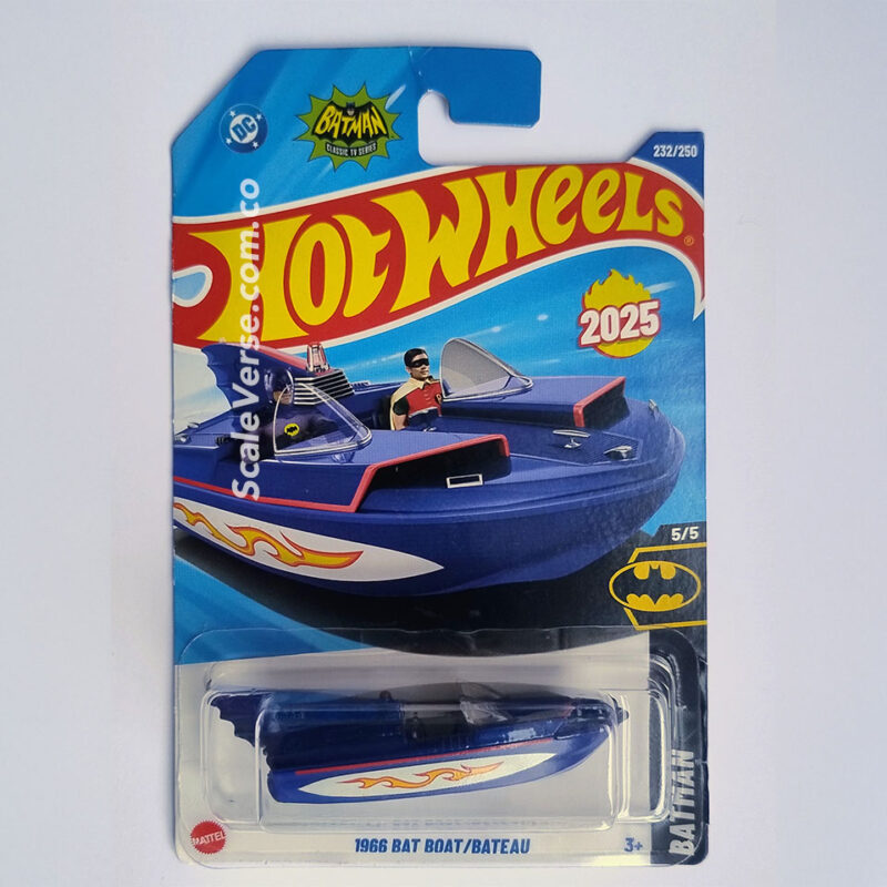 Hot Wheels 1966 Bat Boat azul Batman Classic TV Series 2025 escala 1:64
