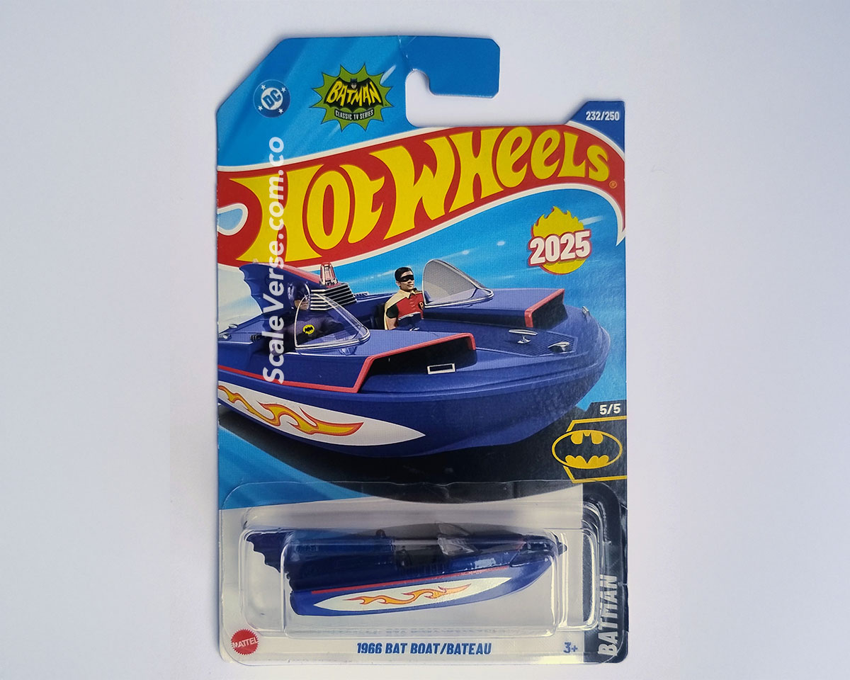 Hot Wheels 1966 Bat Boat azul Batman Classic TV Series 2025 escala 1:64
