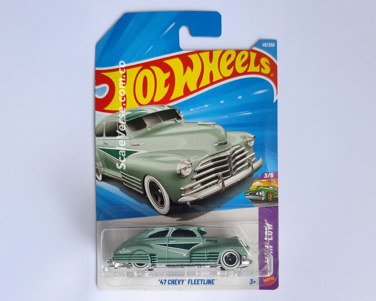 Hot Wheels 47 Chevy Fleetline verde perlado Layin Low 2026 escala 1:64 en blister