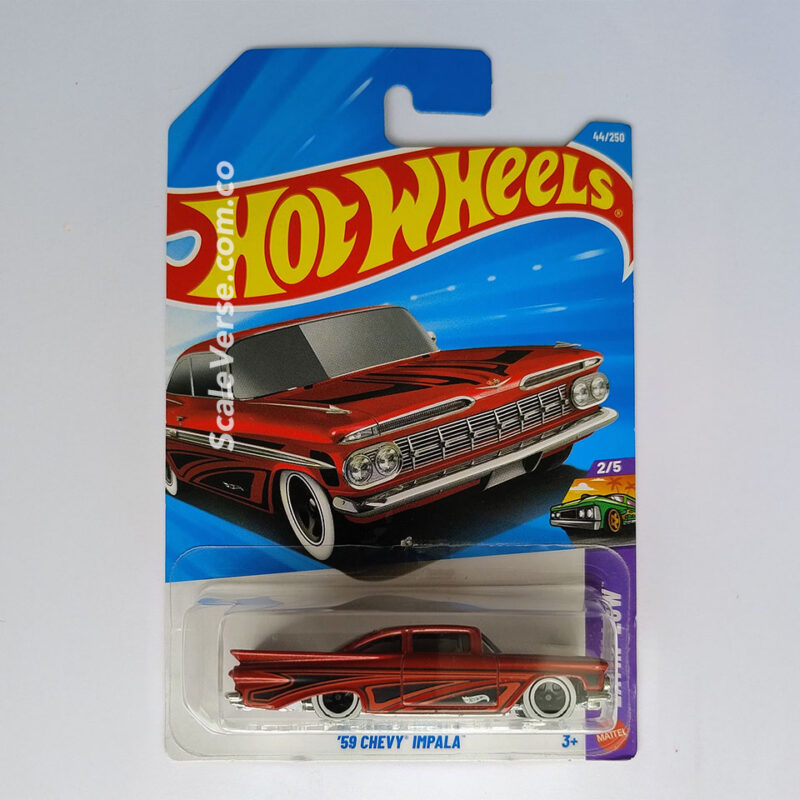 Hot Wheels 59 Chevy Impala Dark Red Layin Low 2026 escala 1:64
