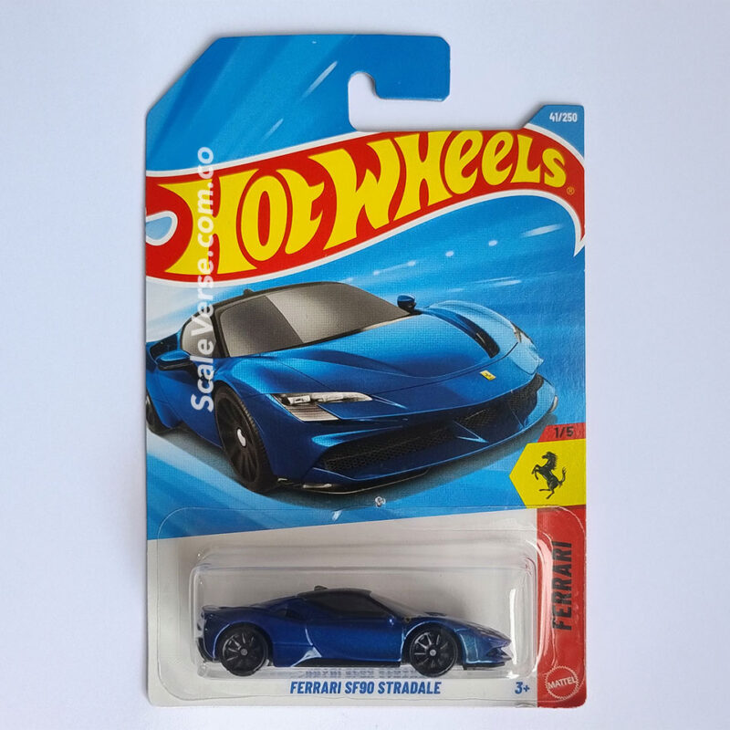 Hot Wheels Ferrari SF90 Stradale azul metalizado Ferrari 2026 escala 1:64 en blister