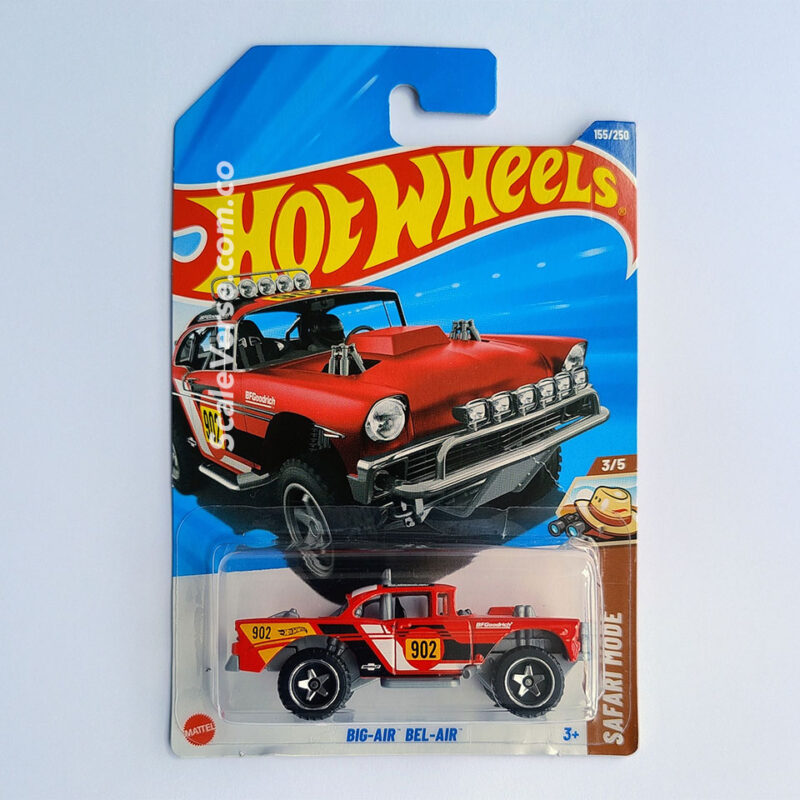Hot Wheels Big-Air Bel-Air 2025 de la serie Safari Mode, casting de rally en color rojo.