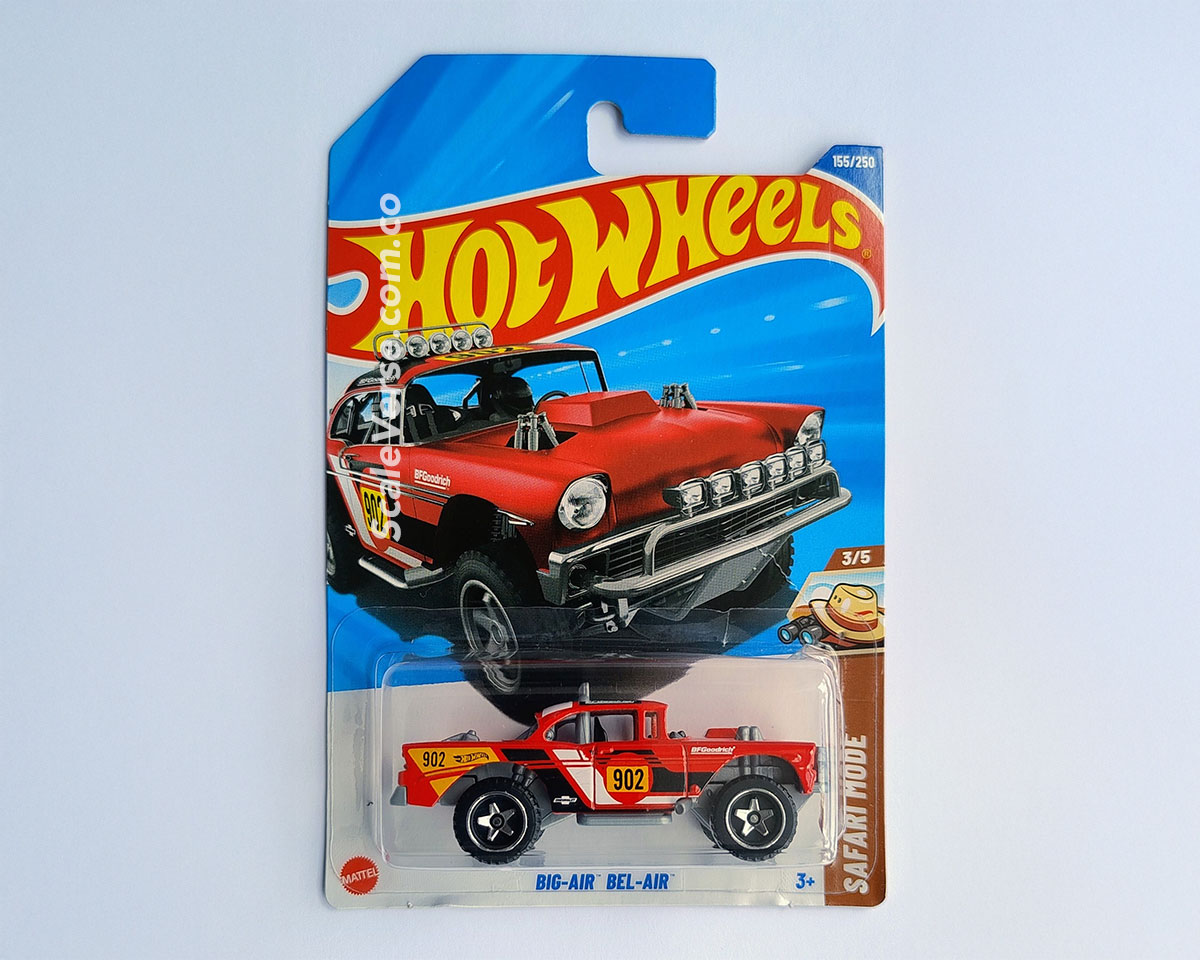 Hot Wheels Big-Air Bel-Air 2025 de la serie Safari Mode, casting de rally en color rojo.