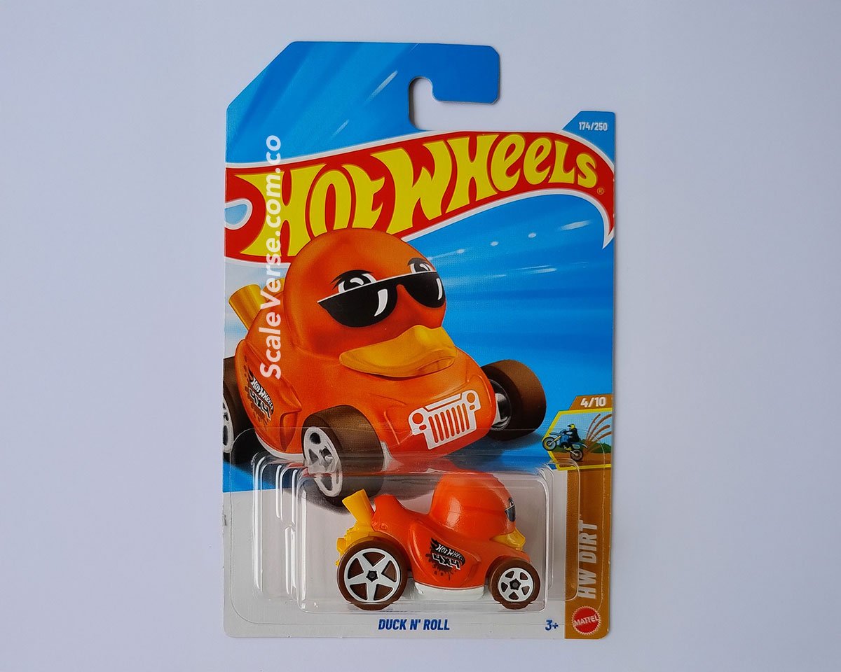 Hot Wheels Duck N´ Roll 2026 de la serie HW Dirt, vehículo casting con acabado en pintura naranja.